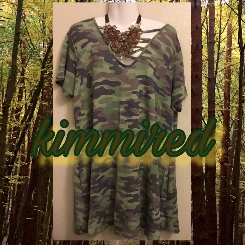 Camo/Camouflage Criss-Cross Front Shirt Dress ~ 3X